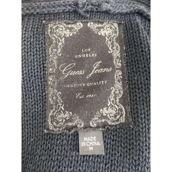 VTG Y2K GUESS Black Ribbed Hooded Mini Dress | 90s Dark Croquette Baddie Indie M - Picture 12 of 16